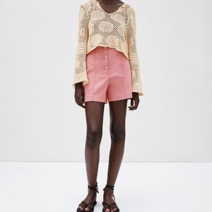 Zara High Waist Button Shorts NWT
